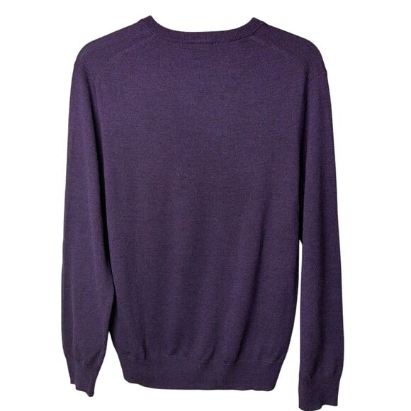 Jos. A. Banks Merino Wool V-Neck Sweater Purple Size L Traveler Preppy Office - Picture 2 of 8